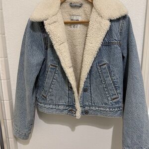 Abercrombie & Fitch Blue Jean Jacket with Cream Lining